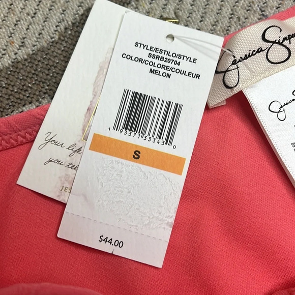 Jessica Simpson side shirred floral design melon color hipster bikini bottoms - Picture 7 of 15